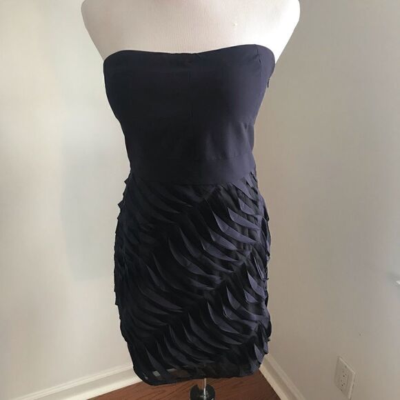Aqua Strapless Cocktail Dress Navy Blue Sz M - Picture 2 of 7
